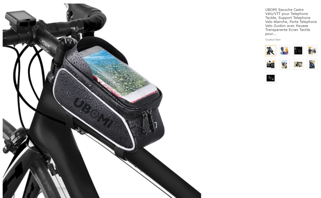 UBOMI Sacoche de Guidon Vélo avec Ecran Tactile, Support Portable Velo Etanche, Support Vélo Téléphone Support Telephone VTT Trottinette pour Tout Téléphone avec Taille d'écran Jusqu’à 6.5 Pouces