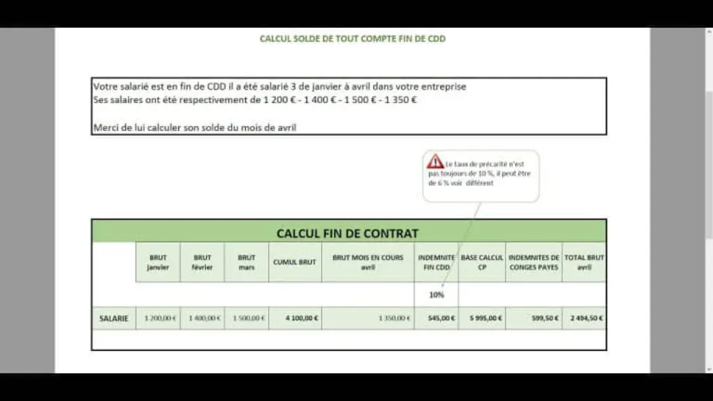 comment calculer le solde de tout compte