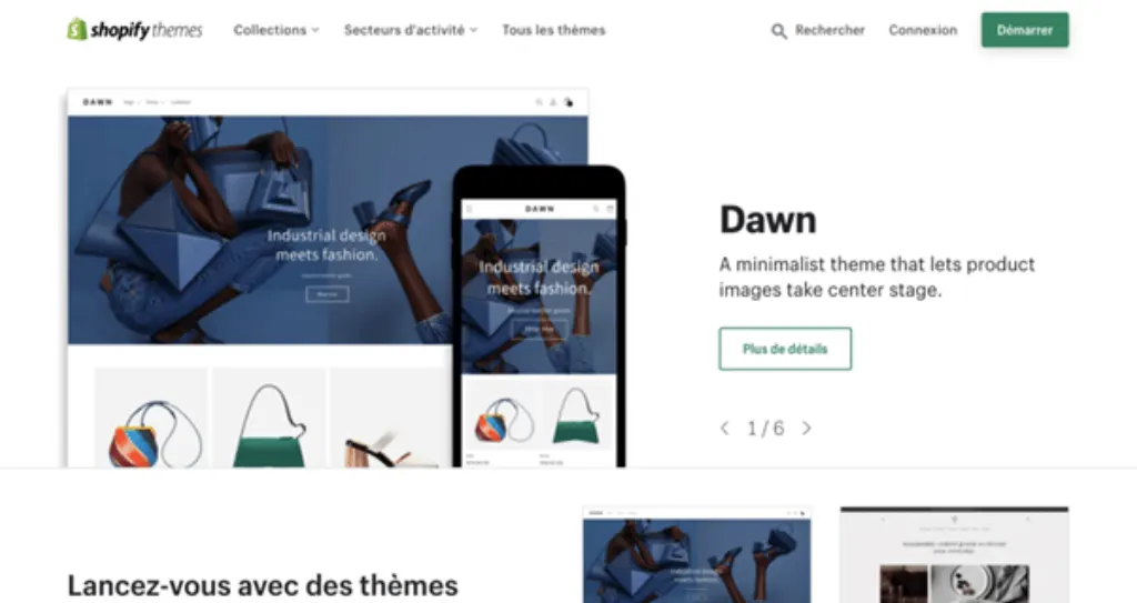 outils disponibles pour la recherche de thème sur shopify